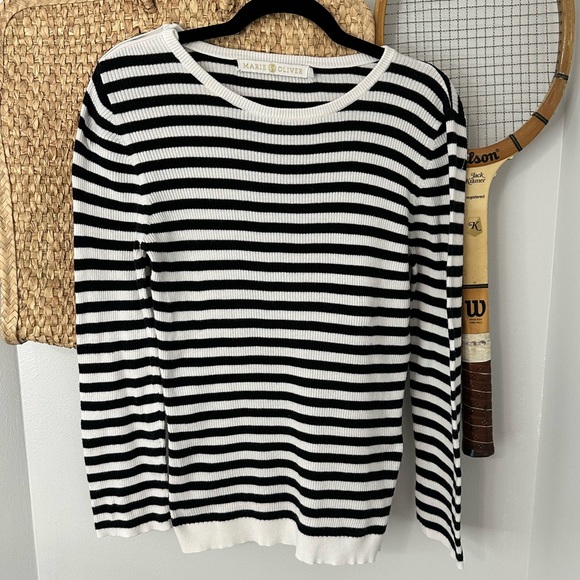 Marie Oliver Cotton striped long sleeve ribbed sweater - Picture 1 of 7